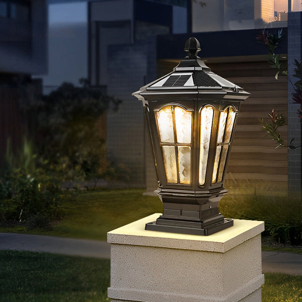 Retro Pavilion-Style Waterproof LED Solar-Powered Fence Post Lights - Elegant Outdoor Lighting for Gardens & Pathways