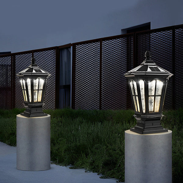 Retro Pavilion-Style Waterproof LED Solar-Powered Fence Post Lights - Elegant Outdoor Lighting for Gardens & Pathways