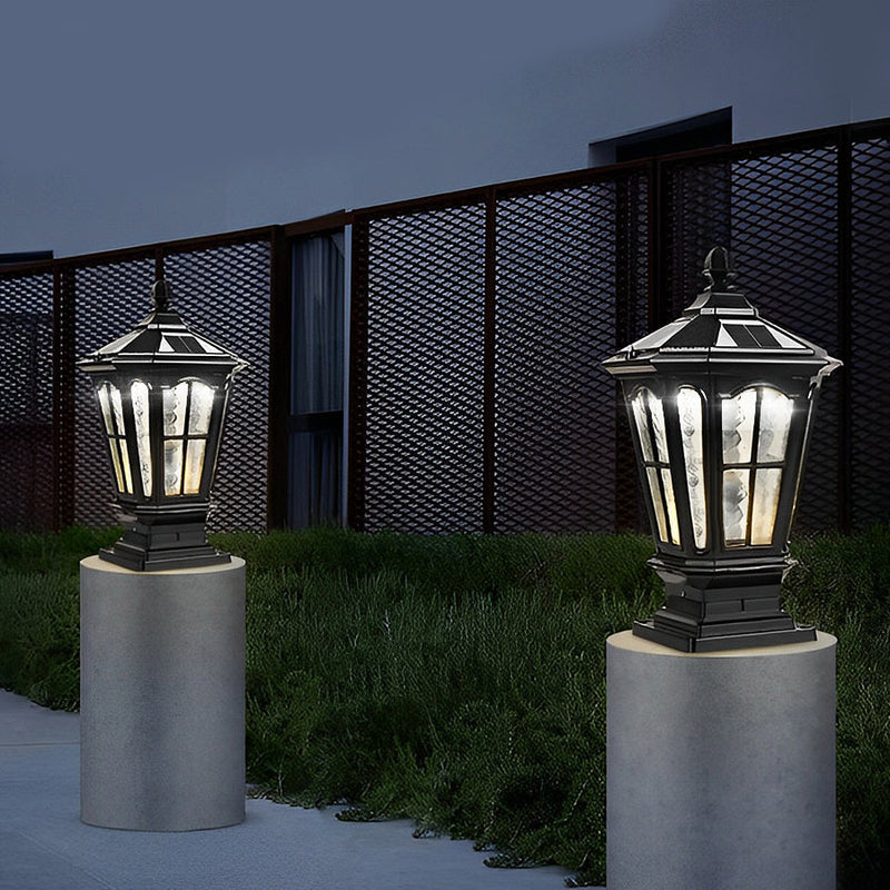 Retro Pavilion-Style Waterproof LED Solar-Powered Fence Post Lights - Elegant Outdoor Lighting for Gardens & Pathways
