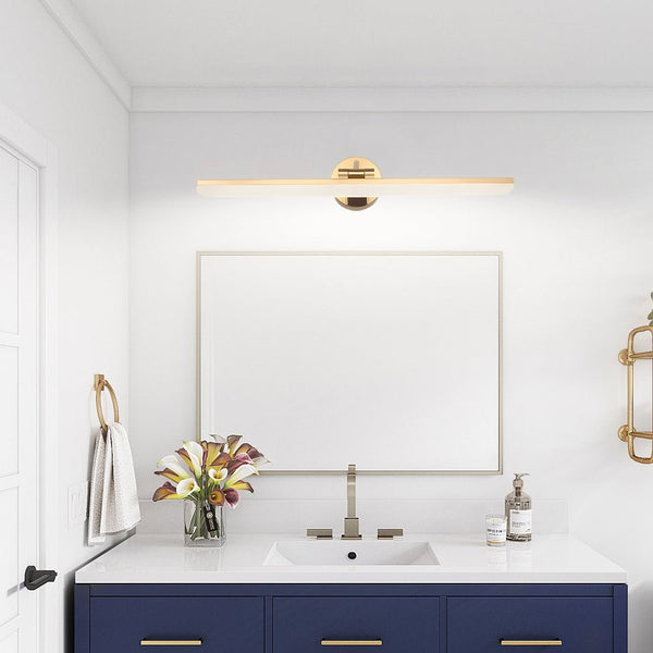 Adjustable LED Bathroom Vanity Mirror Light - Rotatable Flat Bar Design in Elegant Gold/Black Finish