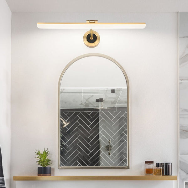 Adjustable LED Bathroom Vanity Mirror Light - Rotatable Flat Bar Design in Elegant Gold/Black Finish