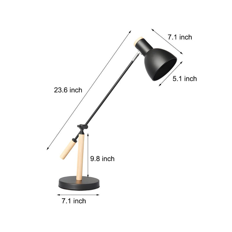 Adjustable Rotatable Wood & Metal Reading Desk Lamp - Stylish Lighting for Modern Interiors