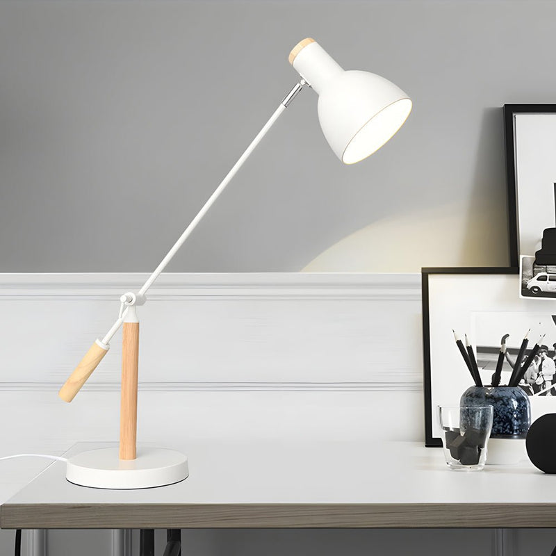 Adjustable Rotatable Wood & Metal Reading Desk Lamp - Stylish Lighting for Modern Interiors