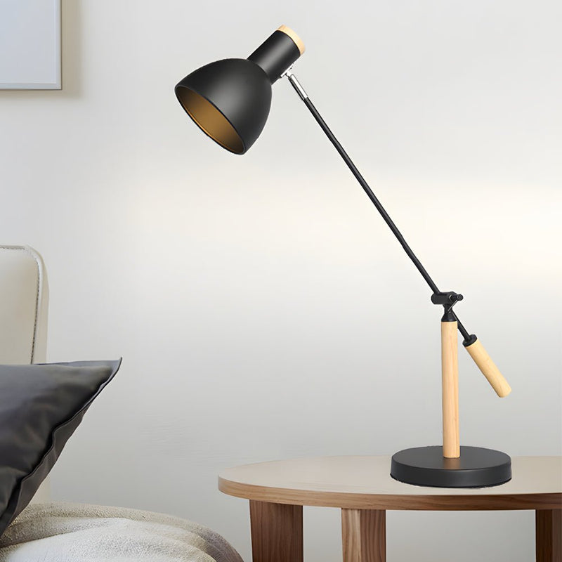 Adjustable Rotatable Wood & Metal Reading Desk Lamp - Stylish Lighting for Modern Interiors