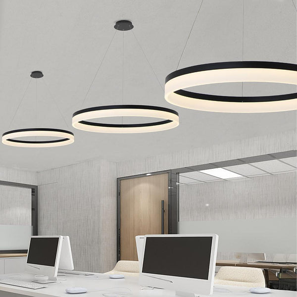 Modern Circular LED Pendant Light - Sleek Aluminum & Acrylic Ceiling Fixture for Contemporary Spaces