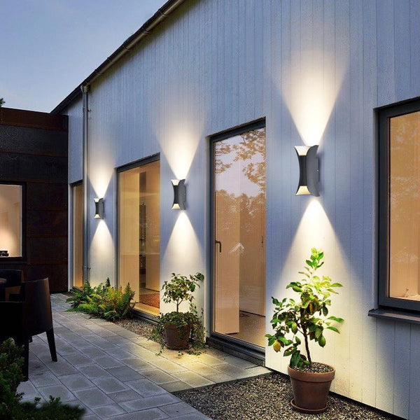 Waterproof Modern Curved LED Up & Down Outdoor Wall Lights - Stylish & Energy-Efficient Lighting for Patios & Gardens