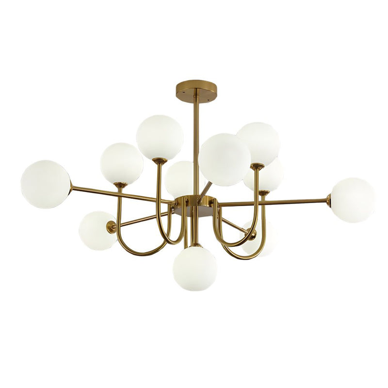 Elegant Amber Glass Globe Molecule Chandelier - Modern Pendant Light Fixture for Living Room, Dining Room, and Entryway