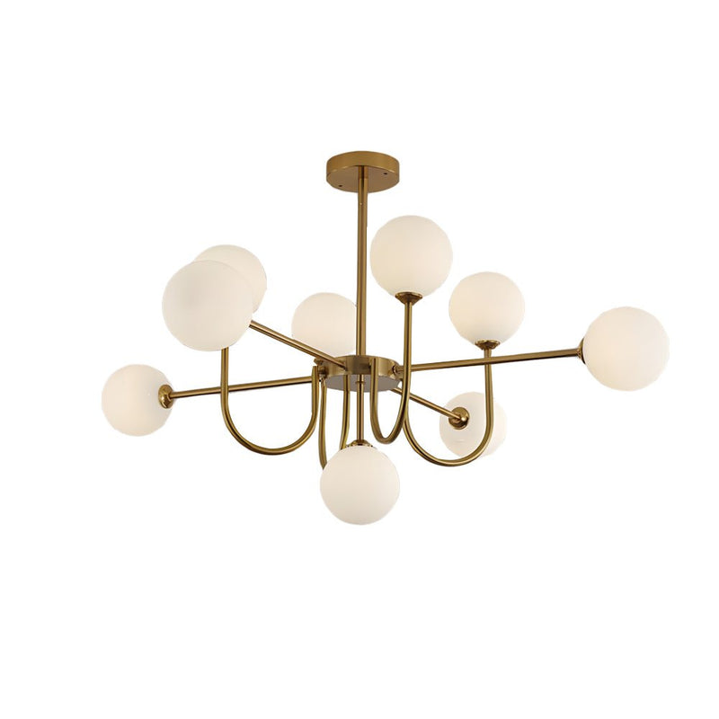 Elegant Amber Glass Globe Molecule Chandelier - Modern Pendant Light Fixture for Living Room, Dining Room, and Entryway