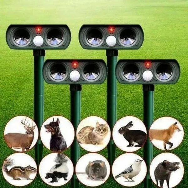 Solar-Powered Ultrasonic Animal Repellent - Eco-Friendly Pest Control Device for Gardens & Yards