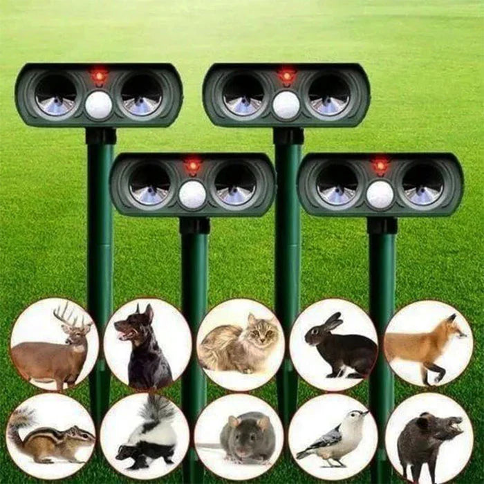 Solar-Powered Ultrasonic Animal Repellent - Eco-Friendly Pest Control Device for Gardens & Yards