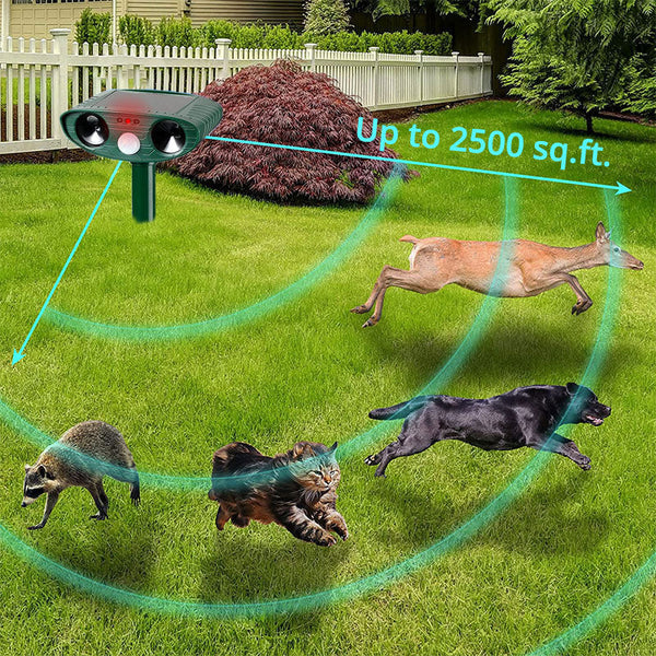 Solar-Powered Ultrasonic Animal Repellent - Eco-Friendly Pest Control Device for Gardens & Yards