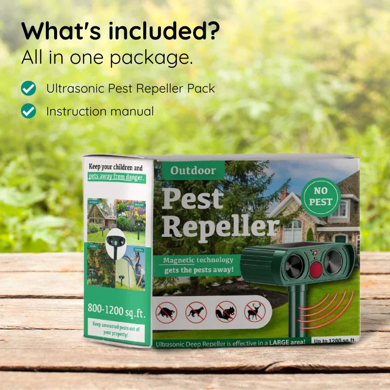Solar-Powered Ultrasonic Animal Repellent - Eco-Friendly Pest Control Device for Gardens & Yards