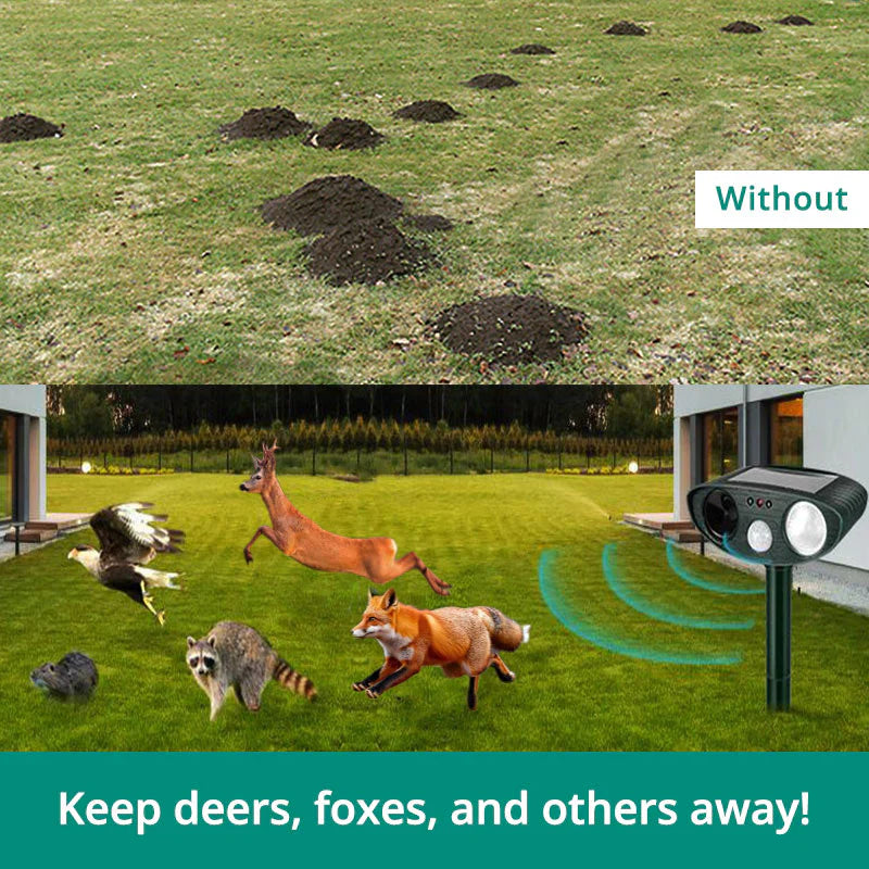 Solar-Powered Ultrasonic Animal Repellent - Eco-Friendly Pest Control Device for Gardens & Yards
