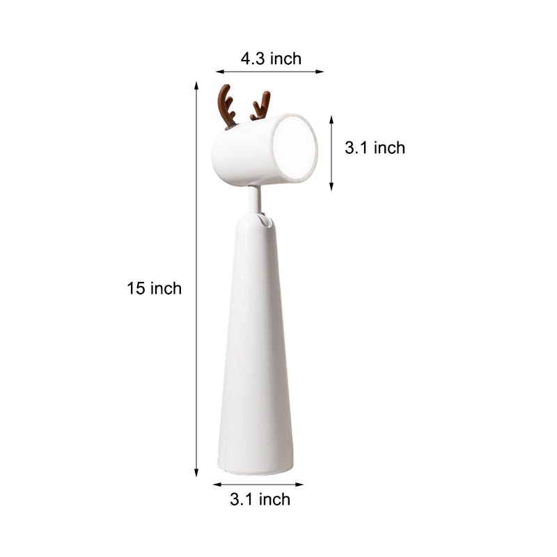 Antlers USB Rechargeable White Desk Lamp with Night Light - Modern LED Table Lamp for Home Office & Bedroom