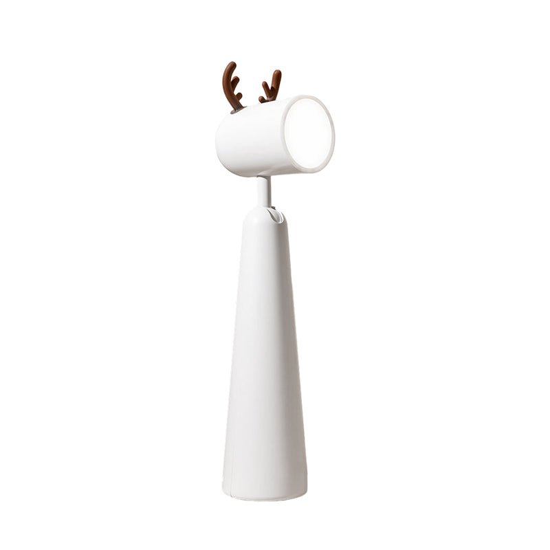 Antlers USB Rechargeable White Desk Lamp with Night Light - Modern LED Table Lamp for Home Office & Bedroom