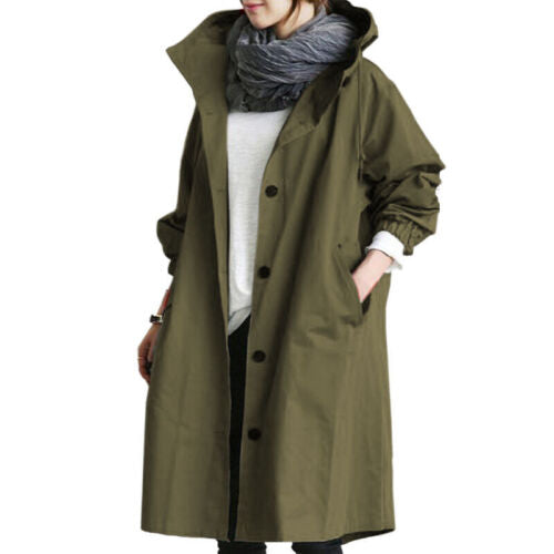 Chic Women's Lightweight Long Hooded Trench Coat - Versatile All-Season Stylish Outerwear for Every Occasion