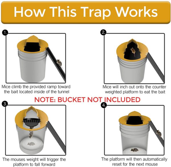 Premium Bucket Lid Mouse Trap - Effective, Reusable Rodent Control Solution for Home and Garden