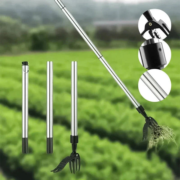 Premium Stainless Steel Adjustable Long Handle Detachable Weed Puller Tool - Ergonomic Design for Effortless Weeding
