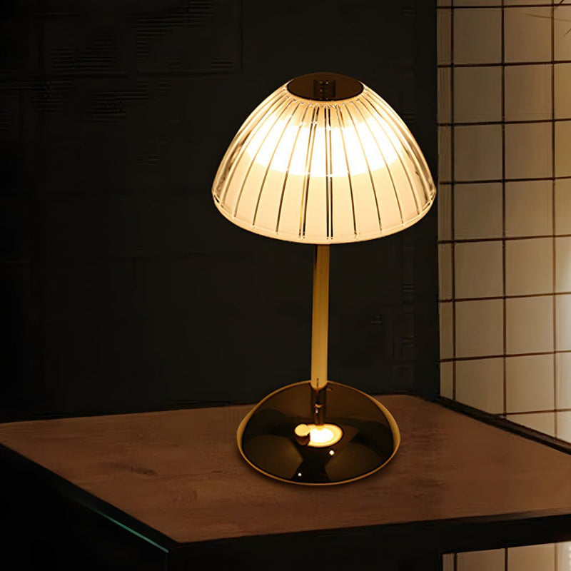 Battery Operated LED Table Lamp - Stylish Brushed Brass Metal Design for Home & Office