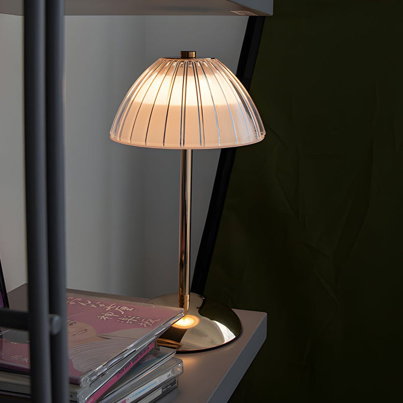 Battery Operated LED Table Lamp - Stylish Brushed Brass Metal Design for Home & Office