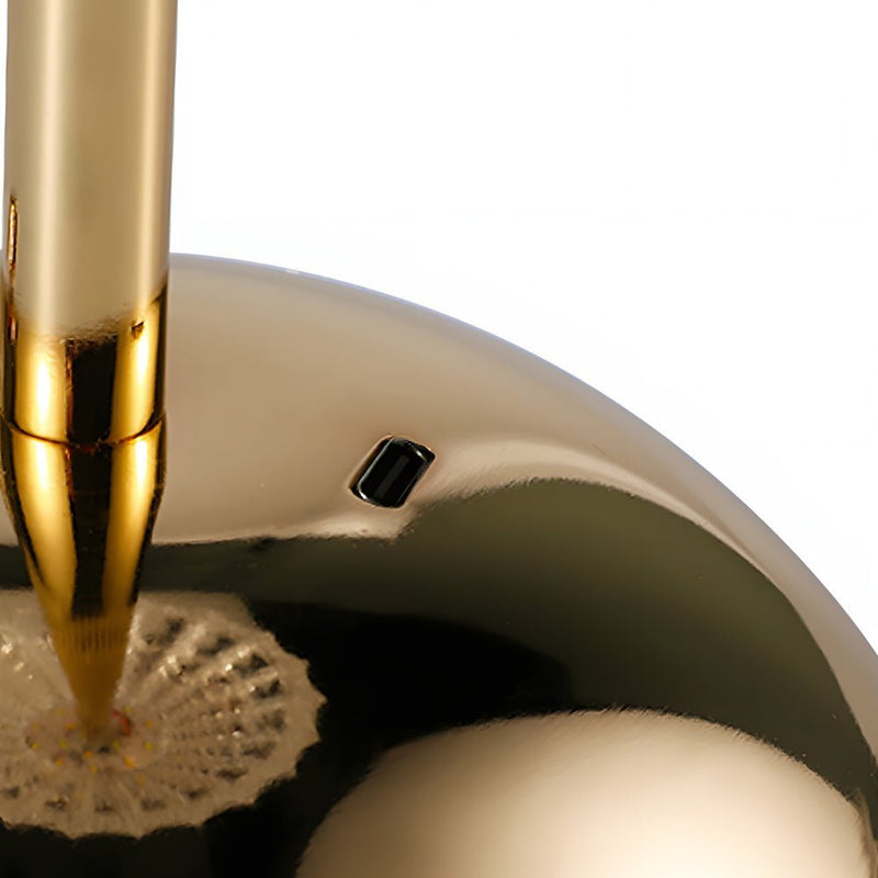 Battery Operated LED Table Lamp - Stylish Brushed Brass Metal Design for Home & Office