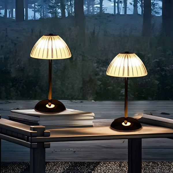 Battery Operated LED Table Lamp - Stylish Brushed Brass Metal Design for Home & Office