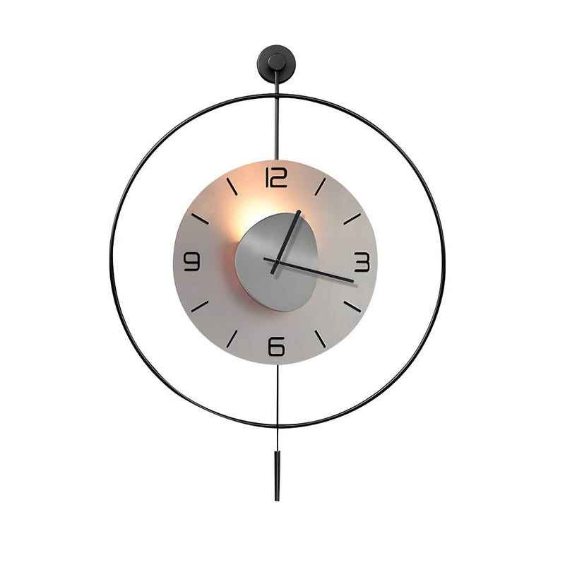 Battery-Powered Round LED Metal Wall Clock - Stylish Hanging Design for Home Decor