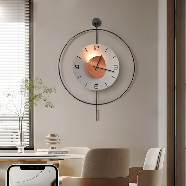 Battery-Powered Round LED Metal Wall Clock - Stylish Hanging Design for Home Decor