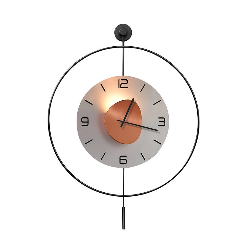 Battery-Powered Round LED Metal Wall Clock - Stylish Hanging Design for Home Decor