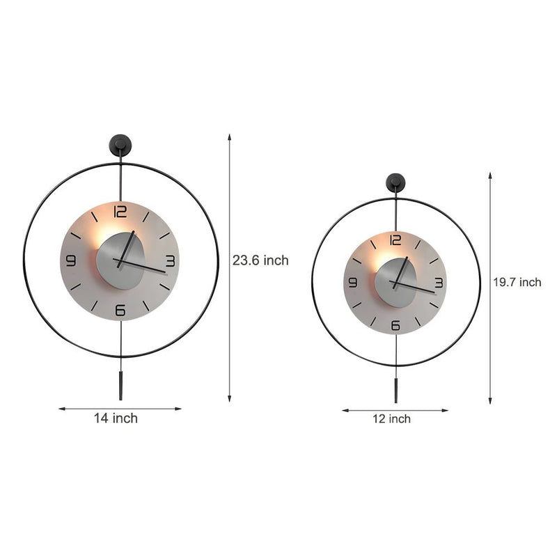 Battery-Powered Round LED Metal Wall Clock - Stylish Hanging Design for Home Decor