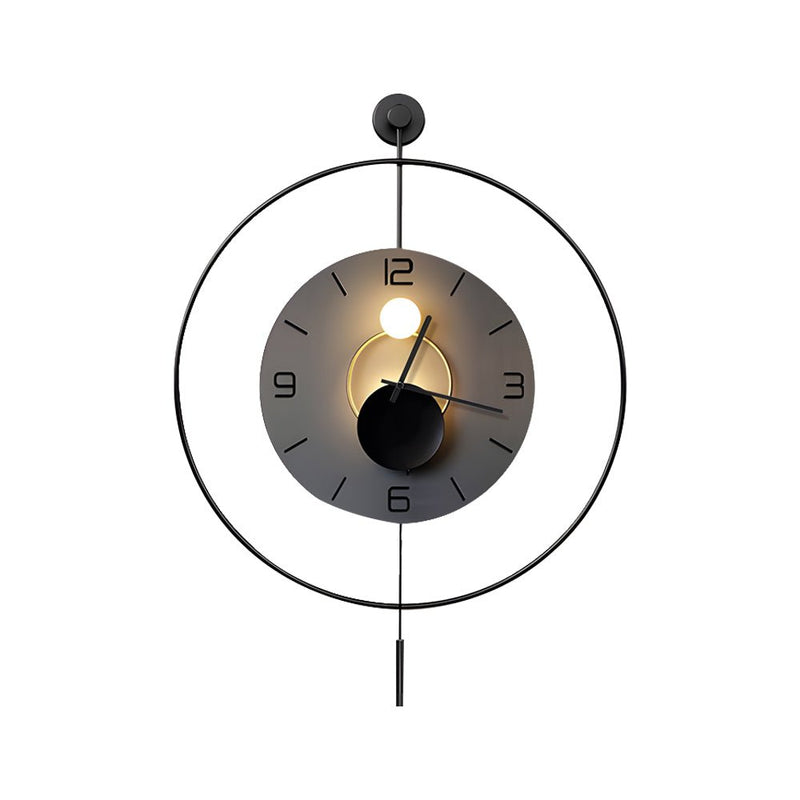 Battery-Powered Round LED Metal Wall Clock - Stylish Hanging Design for Home Decor
