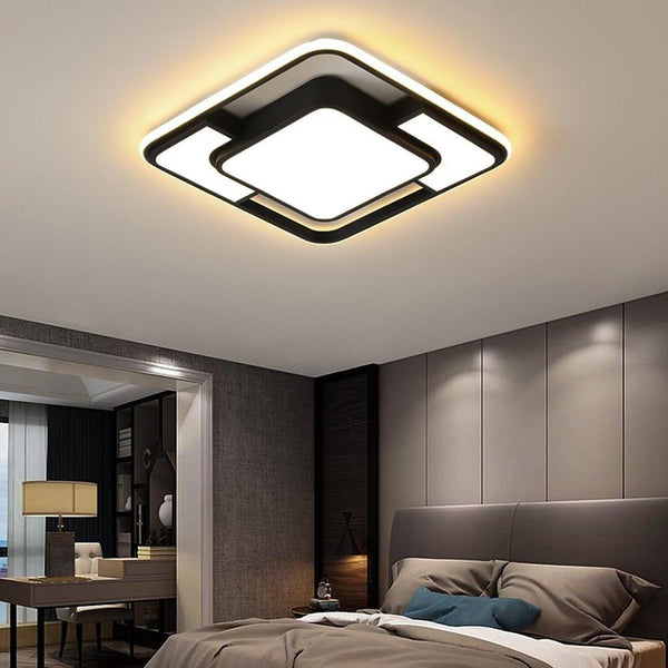 Modern Square LED Geometric Flush Mount Ceiling Light for Bedroom - Energy Efficient Lighting Fixture