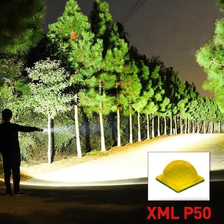90000 Lumens XHP50.2 Ultra Bright Tactical Flashlight - Most Powerful LED Torch for Outdoor Adventures, Camping, and Emergency Use