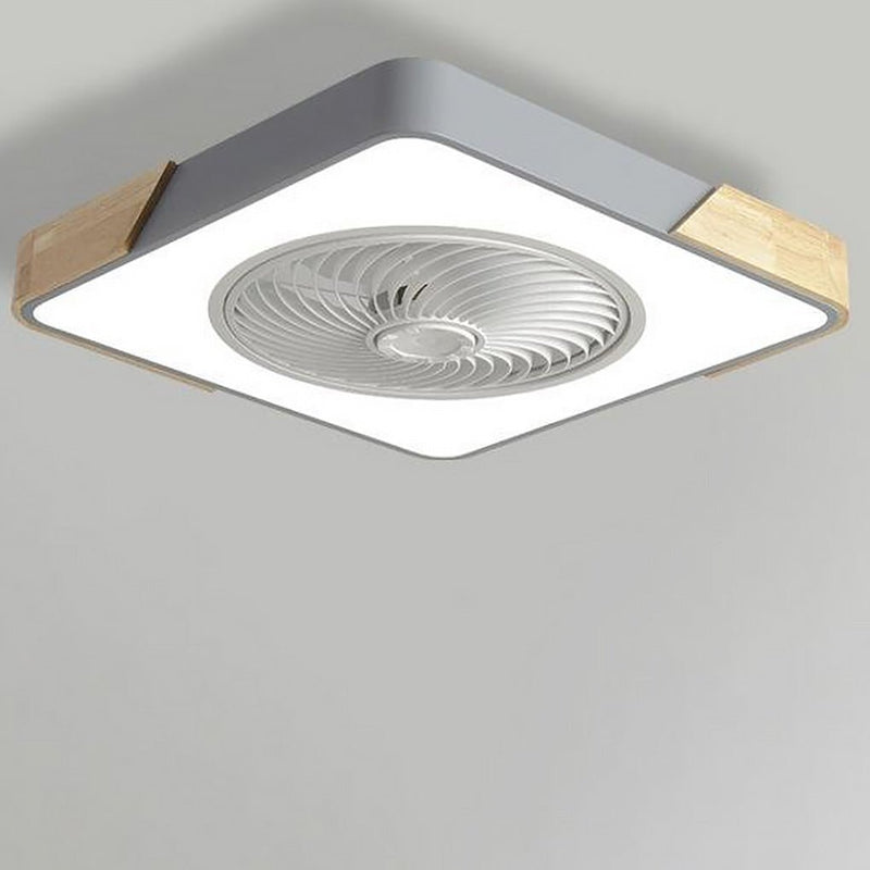 Modern Round Square Integrated LED Bladeless Ceiling Fan Light with Remote Control - Energy Efficient & Stylish Design