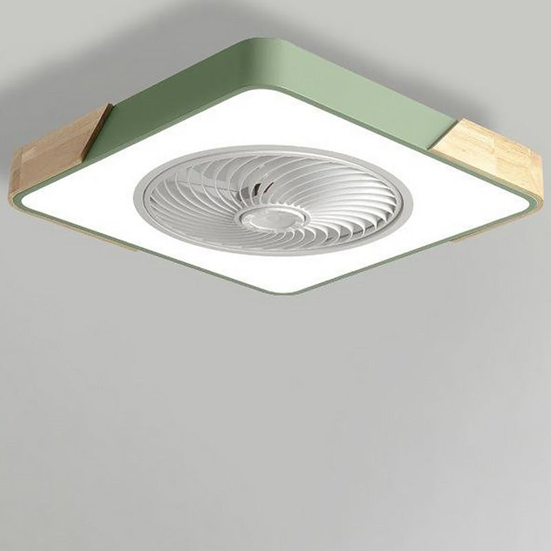 Modern Round Square Integrated LED Bladeless Ceiling Fan Light with Remote Control - Energy Efficient & Stylish Design