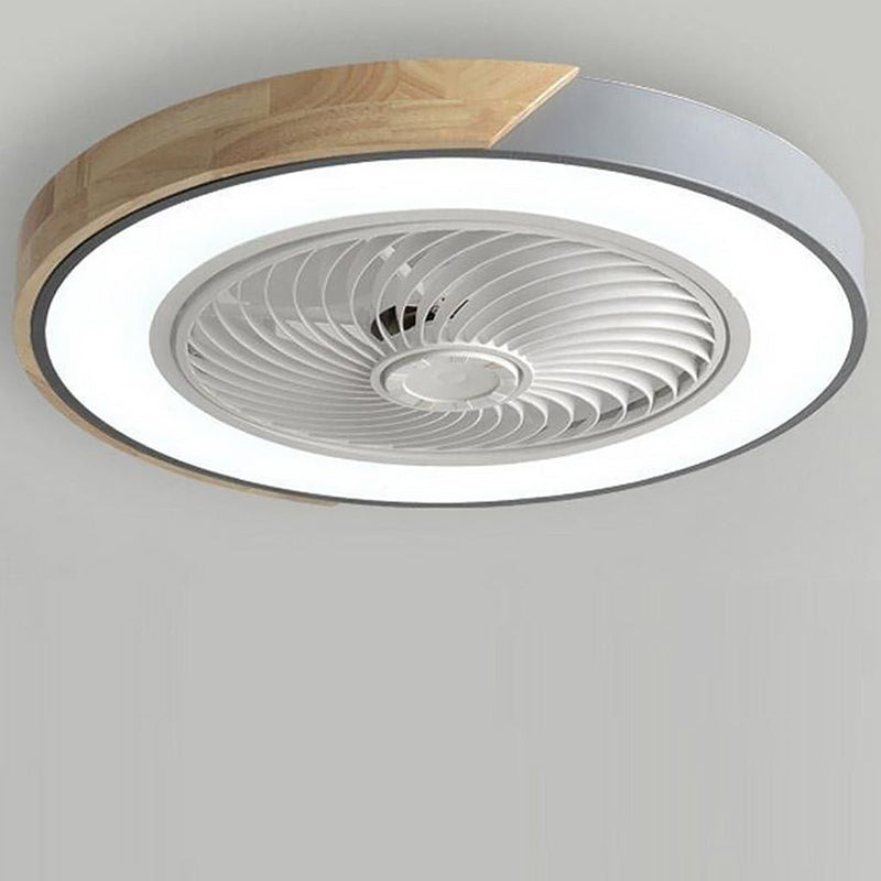 Modern Round Square Integrated LED Bladeless Ceiling Fan Light with Remote Control - Energy Efficient & Stylish Design