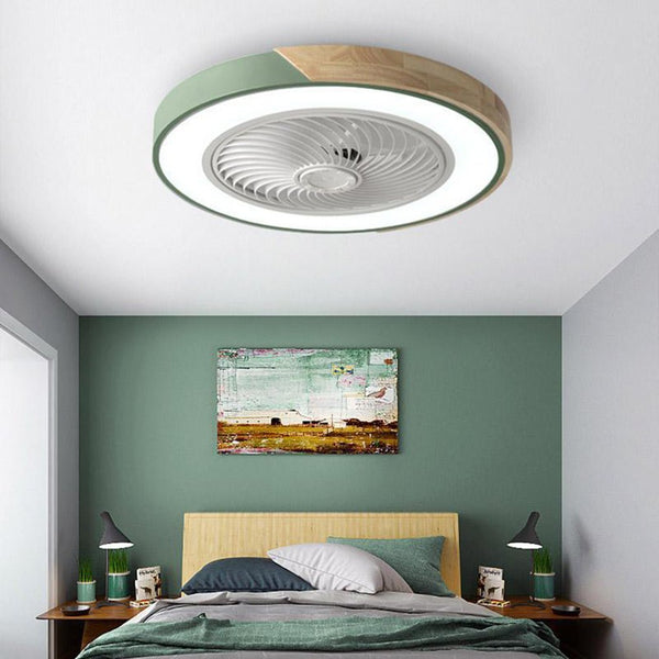 Modern Round Square Integrated LED Bladeless Ceiling Fan Light with Remote Control - Energy Efficient & Stylish Design