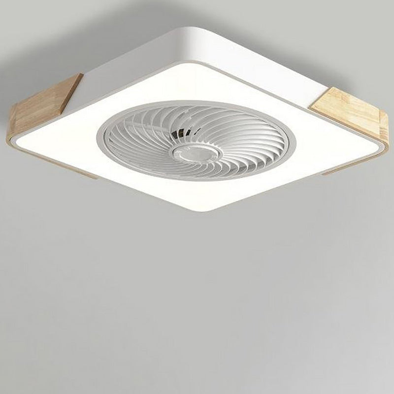 Modern Round Square Integrated LED Bladeless Ceiling Fan Light with Remote Control - Energy Efficient & Stylish Design