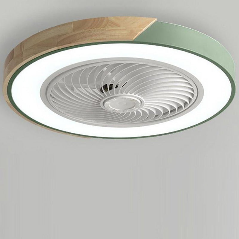 Modern Round Square Integrated LED Bladeless Ceiling Fan Light with Remote Control - Energy Efficient & Stylish Design