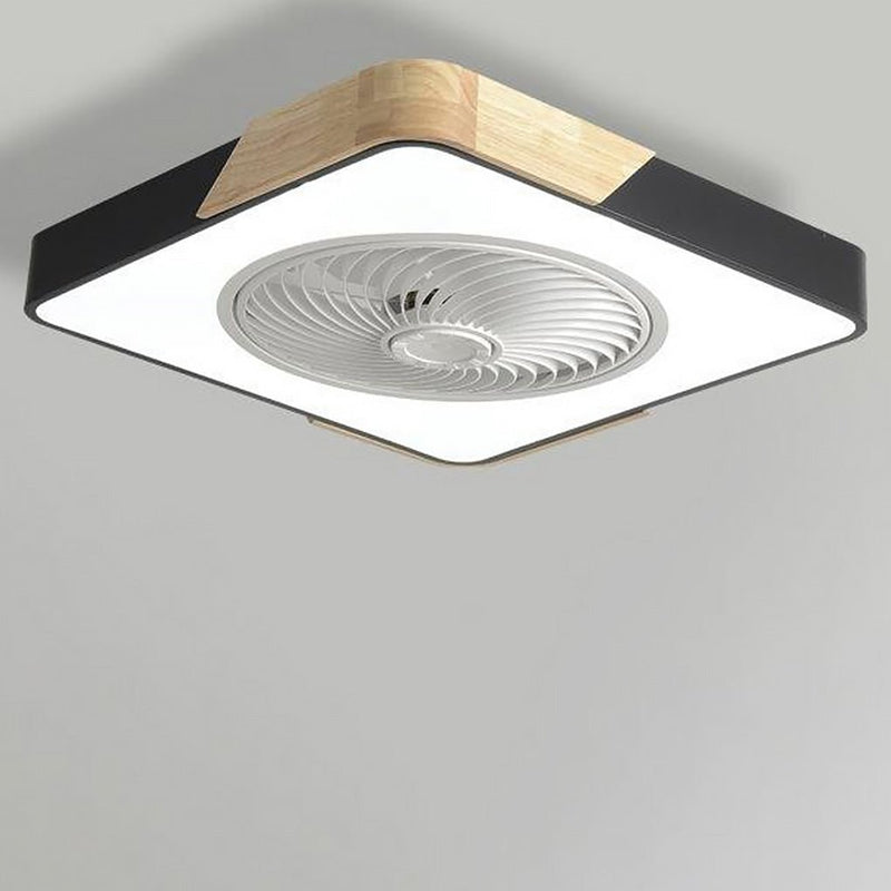 Modern Round Square Integrated LED Bladeless Ceiling Fan Light with Remote Control - Energy Efficient & Stylish Design