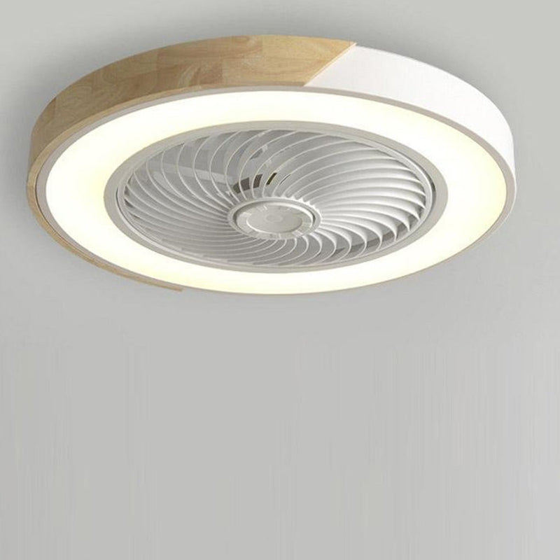 Modern Round Square Integrated LED Bladeless Ceiling Fan Light with Remote Control - Energy Efficient & Stylish Design