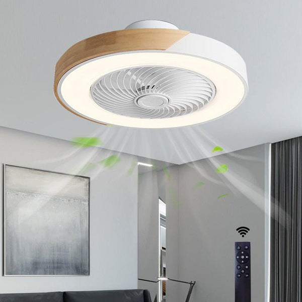Modern Round Square Integrated LED Bladeless Ceiling Fan Light with Remote Control - Energy Efficient & Stylish Design