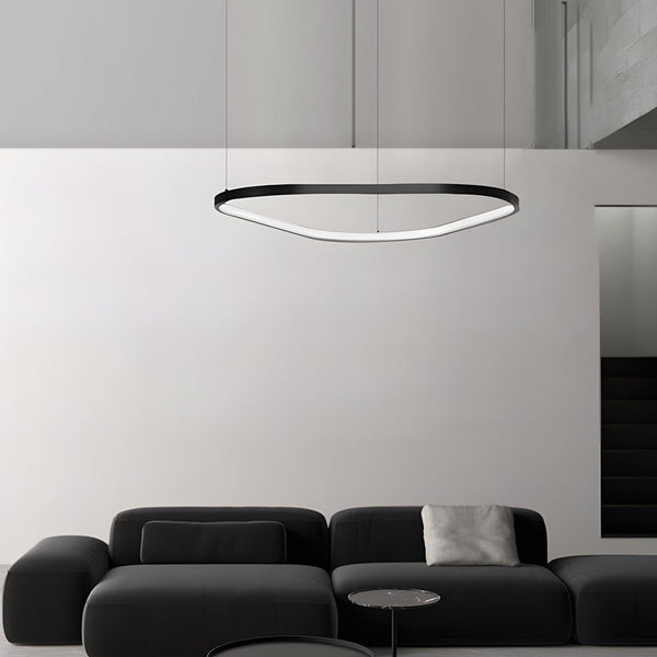 Modern Black Triangle Ring Chandelier - 1/2/3-Light Options for Stylish Home Lighting