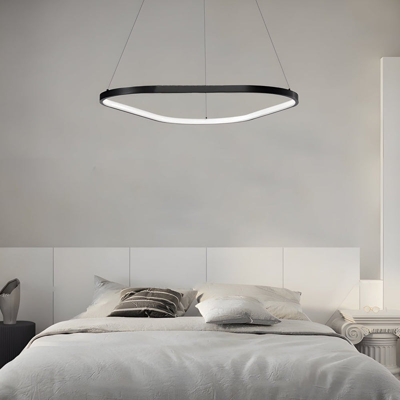 Modern Black Triangle Ring Chandelier - 1/2/3-Light Options for Stylish Home Lighting