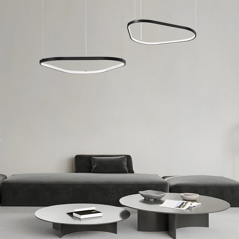 Modern Black Triangle Ring Chandelier - 1/2/3-Light Options for Stylish Home Lighting