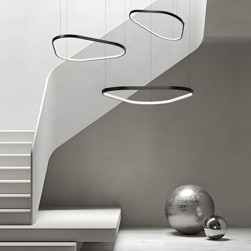 Modern Black Triangle Ring Chandelier - 1/2/3-Light Options for Stylish Home Lighting