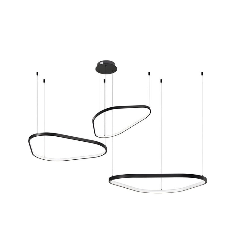 Modern Black Triangle Ring Chandelier - 1/2/3-Light Options for Stylish Home Lighting