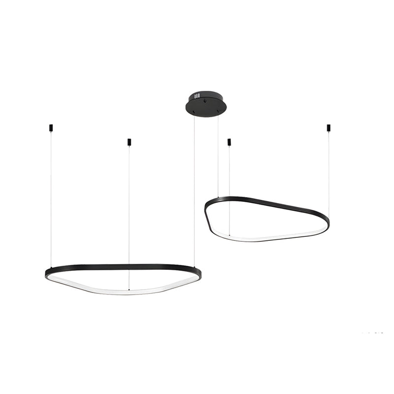 Modern Black Triangle Ring Chandelier - 1/2/3-Light Options for Stylish Home Lighting