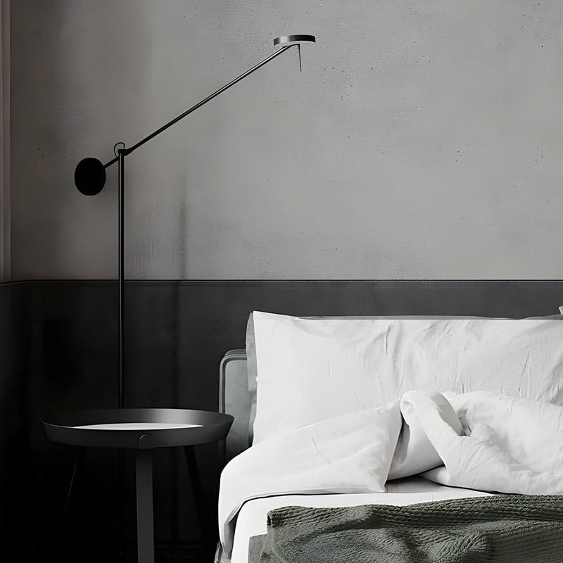 Modern Black Adjustable Arm Invisible LED Floor Lamp - Stylish & Versatile Lighting Solution