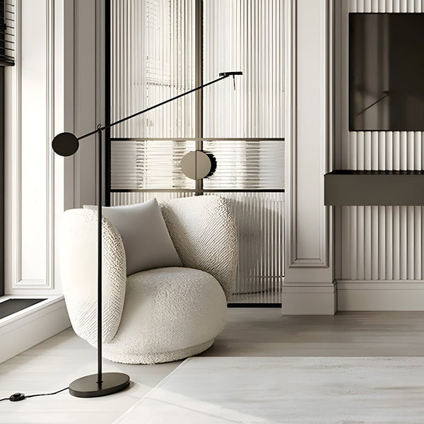 Modern Black Adjustable Arm Invisible LED Floor Lamp - Stylish & Versatile Lighting Solution